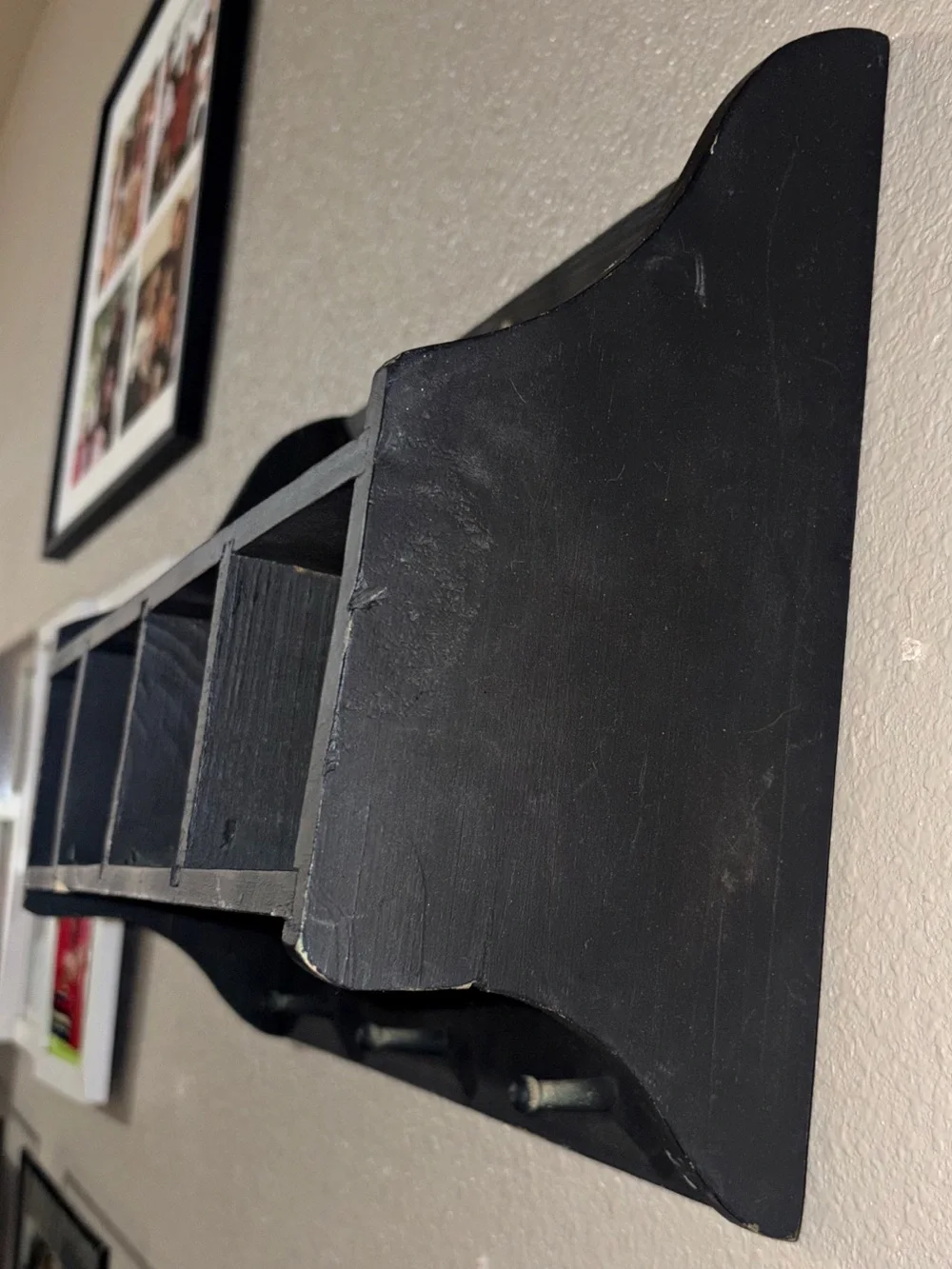 Wooden Wall Shelf with Cubbies & Pegs